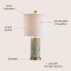 JONATHAN Y 20.5″ Gray/Green Swirl Ceramic LED Table Lamp, Contemporary Marbled Glaze Bedside Lamp for Living Room, Bedroom, White Linen Shade, Brass Gold Base, LED Bulb Included JYL3012A