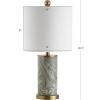 JONATHAN Y 20.5″ Gray/Green Swirl Ceramic LED Table Lamp, Contemporary Marbled Glaze Bedside Lamp for Living Room, Bedroom, White Linen Shade, Brass Gold Base, LED Bulb Included JYL3012A