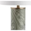 JONATHAN Y 20.5″ Gray/Green Swirl Ceramic LED Table Lamp, Contemporary Marbled Glaze Bedside Lamp for Living Room, Bedroom, White Linen Shade, Brass Gold Base, LED Bulb Included JYL3012A