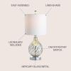 JONATHAN Y 20.5″ Mercury Silver Textured Glass/Metal LED Table Lamp, Transitional Glam Bedside Nightstand Lamp, White Linen Drum Shade, Chrome Accents, LED Bulb Included JYL1034A