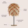 JONATHAN Y 20.5″ Natural and Black Pinecone Wood and Metal LED Table Lamp, Contemporary Organic Modern Scandinavian Desk Lamp for Living Room Bedroom, LED Bulb Included JYL6123A
