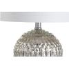 JONATHAN Y 20.5″ Silver Mercury Glass Table Lamp, Contemporary Chrome Sphere Metal Base with Ivory Linen Shade for Bedroom Living Room Nightstand, LED Bulb Included JYL1041A