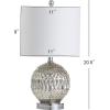 JONATHAN Y 20.5″ Silver Mercury Glass Table Lamp, Contemporary Chrome Sphere Metal Base with Ivory Linen Shade for Bedroom Living Room Nightstand, LED Bulb Included JYL1041A