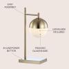 JONATHAN Y 21″ Brass Gold Art Deco Globe LED Table Lamp, Mid-Century Modern Glam Iron Lamp with White Frosted Glass Shade for Living Room Bedroom, LED Bulb Included JYL6012A