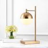 JONATHAN Y 21″ Brass Gold Art Deco Globe LED Table Lamp, Mid-Century Modern Glam Iron Lamp with White Frosted Glass Shade for Living Room Bedroom, LED Bulb Included JYL6012A