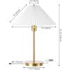 JONATHAN Y 21.25″ Brass Gold Modern Glam Metal Column LED Table Lamp with USB Charging Port, Scandinavian Minimalist Bedside Lamp, White Pleated Shade, LED Bulb Included JYL1149A