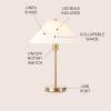 JONATHAN Y 21.25″ Brass Gold Modern Glam Metal Column LED Table Lamp with USB Charging Port, Scandinavian Minimalist Bedside Lamp, White Pleated Shade, LED Bulb Included JYL1149A
