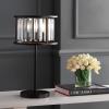 JONATHAN Y 21.5″ Oil Rubbed Bronze 2-Light Metal and Crystal Table Lamp, Traditional Geometric Bedside Lamp with Linear Crystals for Living Room, LED Bulbs Included JYL9053A