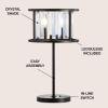 JONATHAN Y 21.5″ Oil Rubbed Bronze 2-Light Metal and Crystal Table Lamp, Traditional Geometric Bedside Lamp with Linear Crystals for Living Room, LED Bulbs Included JYL9053A