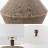 JONATHAN Y 21.75″ Brown Rope Coastal Rustic Table Lamp, Farmhouse Iron Lamp with White Linen Drum Shade for Living Room Bedroom Nightstand, LED Bulb Included JYL4049A