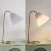 JONATHAN Y 22″ Brass Gold Modern Glam Metal Arc Table Lamp with White Pleated Linen Shade, Adjustable Head Minimalist Desk Lamp for Bedroom Office, LED Bulb Included JYL1147A