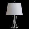 JONATHAN Y 22″ Clear Crystal LED Table Lamp, Glam Nightstand Lamp with Chrome Accents and White Linen Empire Shade for Bedroom Living Room, LED Bulb Included, UL Listed JYL5016A