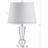 JONATHAN Y 22″ Clear Crystal LED Table Lamp, Glam Nightstand Lamp with Chrome Accents and White Linen Empire Shade for Bedroom Living Room, LED Bulb Included, UL Listed JYL5016A