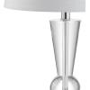 JONATHAN Y 22″ Clear Crystal LED Table Lamp, Glam Nightstand Lamp with Chrome Accents and White Linen Empire Shade for Bedroom Living Room, LED Bulb Included, UL Listed JYL5016A