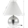 JONATHAN Y 22.5″ Smoke Gradient/Chrome Glass Table Lamp for Living Room Bedroom, Mid-Century Modern Glam Globe Lamp with White Linen Pleated Shade, LED Bulb Included JYL1139A
