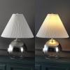 JONATHAN Y 22.5″ Smoke Gradient/Chrome Glass Table Lamp for Living Room Bedroom, Mid-Century Modern Glam Globe Lamp with White Linen Pleated Shade, LED Bulb Included JYL1139A