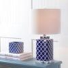 JONATHAN Y 23″ Blue/White Chinoiserie Ceramic LED Table Lamp, Hand-Painted Trellis Ginger Jar Design for Living Room Bedroom, White Linen Drum Shade, LED Bulb Included JYL3011A