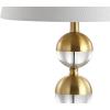 JONATHAN Y 23″ Brass Gold and Clear Crystal Mini Table Lamp, Modern Contemporary Bedside Lamp for Living Room Bedroom, White Linen Drum Shade, LED Bulb Included JYL5019A