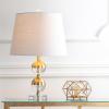 JONATHAN Y 23″ Brass Gold and Clear Crystal Mini Table Lamp, Modern Contemporary Bedside Lamp for Living Room Bedroom, White Linen Drum Shade, LED Bulb Included JYL5019A