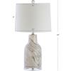 JONATHAN Y 23″ Gray and White Marble Ceramic LED Table Lamp, Traditional Hand-Finished Bedside Lamp for Living Room Bedroom, White Linen Shade, LED Bulb Included JYL3004A