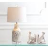 JONATHAN Y 23″ Gray and White Marble Ceramic LED Table Lamp, Traditional Hand-Finished Bedside Lamp for Living Room Bedroom, White Linen Shade, LED Bulb Included JYL3004A