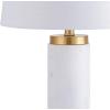 JONATHAN Y 23″ White/Brass Gold Marble LED Table Lamp, Contemporary Modern Glam Column Lamp with White Linen Drum Shade for Living Room Bedroom, LED Bulb Included, UL Listed JYL5022A