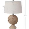 JONATHAN Y 24″ Brown Monkey’s Fist Knotted Rope LED Table Lamp, Coastal Farmhouse Nautical Lamp for Living Room Bedroom, Gray Linen Shade, UL Listed, LED Bulb Included JYL1005A
