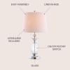 JONATHAN Y 24″ Clear Glass Pineapple LED Table Lamp, Chrome Accents, Traditional Coastal Nightstand Lamp for Living Room Bedroom, White Linen Shade, LED Bulb Included JYL1078A