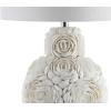 JONATHAN Y 24″ Cream Seashell Rosette LED Table Lamp, Coastal Floral Mosaic Resin and Crystal Bedside Lamp for Living Room, White Linen Drum Shade, LED Bulb Included JYL1049A