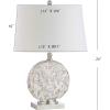 JONATHAN Y 24″ Dennis Cream Mother-of-Pearl Seashell Table Lamp, Coastal Traditional Bedside Lamp for Living Room Bedroom, White Linen Drum Shade, LED Bulb Included JYL1050A