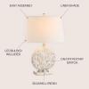 JONATHAN Y 24″ Dennis Cream Mother-of-Pearl Seashell Table Lamp, Coastal Traditional Bedside Lamp for Living Room Bedroom, White Linen Drum Shade, LED Bulb Included JYL1050A
