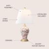 JONATHAN Y 24″ Green/White French Country Ceramic Floral Urn Table Lamp, White Linen Shade, Chinoiserie Ginger Jar Bedside Lamp for Living Room Bedroom, LED Bulb (JYL3009F)(White/Red)