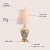 JONATHAN Y 24″ Green/White French Country Ceramic Floral Urn Table Lamp, White Linen Shade, Chinoiserie Ginger Jar Bedside Lamp for Living Room Bedroom, LED Bulb (JYL3009F)(Multicolor)