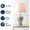 JONATHAN Y 24″ Green/White French Country Ceramic Floral Urn Table Lamp, White Linen Shade, Chinoiserie Ginger Jar Bedside Lamp for Living Room Bedroom, LED Bulb (JYL3009F)(Multicolor)