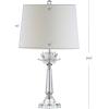 JONATHAN Y 24.5″ Clear Crystal LED Table Lamp, Hollywood Regency Modern Glam Candlestick Lamp with White Linen Drum Shade for Living Room Bedroom, LED Bulb Included JYL2016A