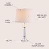 JONATHAN Y 24.5″ Clear Crystal LED Table Lamp, Hollywood Regency Modern Glam Candlestick Lamp with White Linen Drum Shade for Living Room Bedroom, LED Bulb Included JYL2016A