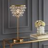 JONATHAN Y 25″ Brass Gold/Clear Table Lamp, Modern Industrial Chandelier Style Light, Clear Crystal Beads, Glam Bedside Nightstand Lamp for Bedroom Living Room, LED Bulb Included (JYL9004B)(Brass Gold)