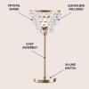 JONATHAN Y 25″ Brass Gold/Clear Table Lamp, Modern Industrial Chandelier Style Light, Clear Crystal Beads, Glam Bedside Nightstand Lamp for Bedroom Living Room, LED Bulb Included (JYL9004B)(Brass Gold)