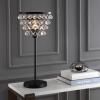 JONATHAN Y 25″ Brass Gold/Clear Table Lamp, Modern Industrial Chandelier Style Light, Clear Crystal Beads, Glam Bedside Nightstand Lamp for Bedroom Living Room, LED Bulb Included (JYL9004B)(Bronze)