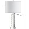 JONATHAN Y 25″ Clear Crystal Staggered Geometric Column LED Table Lamp, Modern Glam Bedside Lamp for Living Room Bedroom, White Linen Drum Shade, Chrome, LED Bulb Included JYL5020A