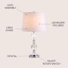 JONATHAN Y 25″ Clear Crystal Table Lamp, Glam Traditional Faceted Glass Bedside Lamp for Living Room Bedroom, White Linen Shade, Chrome Accents, LED Bulb Included JYL2040A
