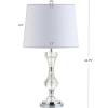 JONATHAN Y 25″ Clear Crystal Table Lamp, Glam Traditional Faceted Glass Bedside Lamp for Living Room Bedroom, White Linen Shade, Chrome Accents, LED Bulb Included JYL2040A