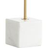 JONATHAN Y 25″ Marble and Brass Gold Modern Arched Table Lamp, Contemporary Iron Desk Lamp with White Linen Drum Shade for Bedroom Living Room, LED Bulb Included JYL5023A