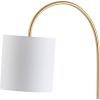 JONATHAN Y 25″ Marble and Brass Gold Modern Arched Table Lamp, Contemporary Iron Desk Lamp with White Linen Drum Shade for Bedroom Living Room, LED Bulb Included JYL5023A