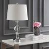 JONATHAN Y 25.5″ Clear Crystal and Chrome Table Lamp, Glam Faceted Sphere Bedside Lamp with White Linen Drum Shade for Living Room, Bedroom, LED Bulb Included, UL Listed JYL5036A