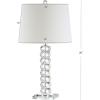 JONATHAN Y 25.5″ Clear Faceted Crystal Table Lamp, Modern Glam Chrome Bedside Lamp with White Linen Drum Shade for Living Room Bedroom, UL Listed, LED Bulb Included JYL2013A