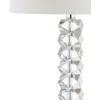 JONATHAN Y 25.5″ Clear Faceted Crystal Table Lamp, Modern Glam Chrome Bedside Lamp with White Linen Drum Shade for Living Room Bedroom, UL Listed, LED Bulb Included JYL2013A