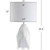 JONATHAN Y 25.5″ White Ceramic Marble-Effect Table Lamp with Crystal Base, Modern Geometric Faceted Bedside Lamp with White Linen Shade, UL Listed, LED Bulb Included JYL3042A