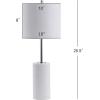 JONATHAN Y 25.5″ White Marble and Chrome Modern LED Table Lamp, Minimalist Iron Bedside Lamp for Living Room Bedroom, White Linen Drum Shade, LED Bulb Included JYL2007A