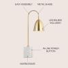 JONATHAN Y 26″ Brass Gold Arched Metal Table Lamp with White Marble Base, Modern Glam Desk Lamp for Living Room, Bedroom or Home Office, LED Bulb Included JYL1092A